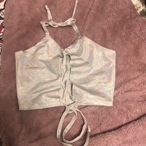 MiGente lace me up crop top